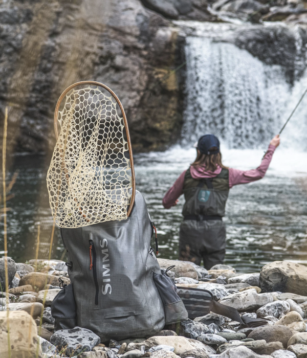 Simms Dry Creek Z Backpack, heavy-duty waterproof pack for fishing gear and equipment.